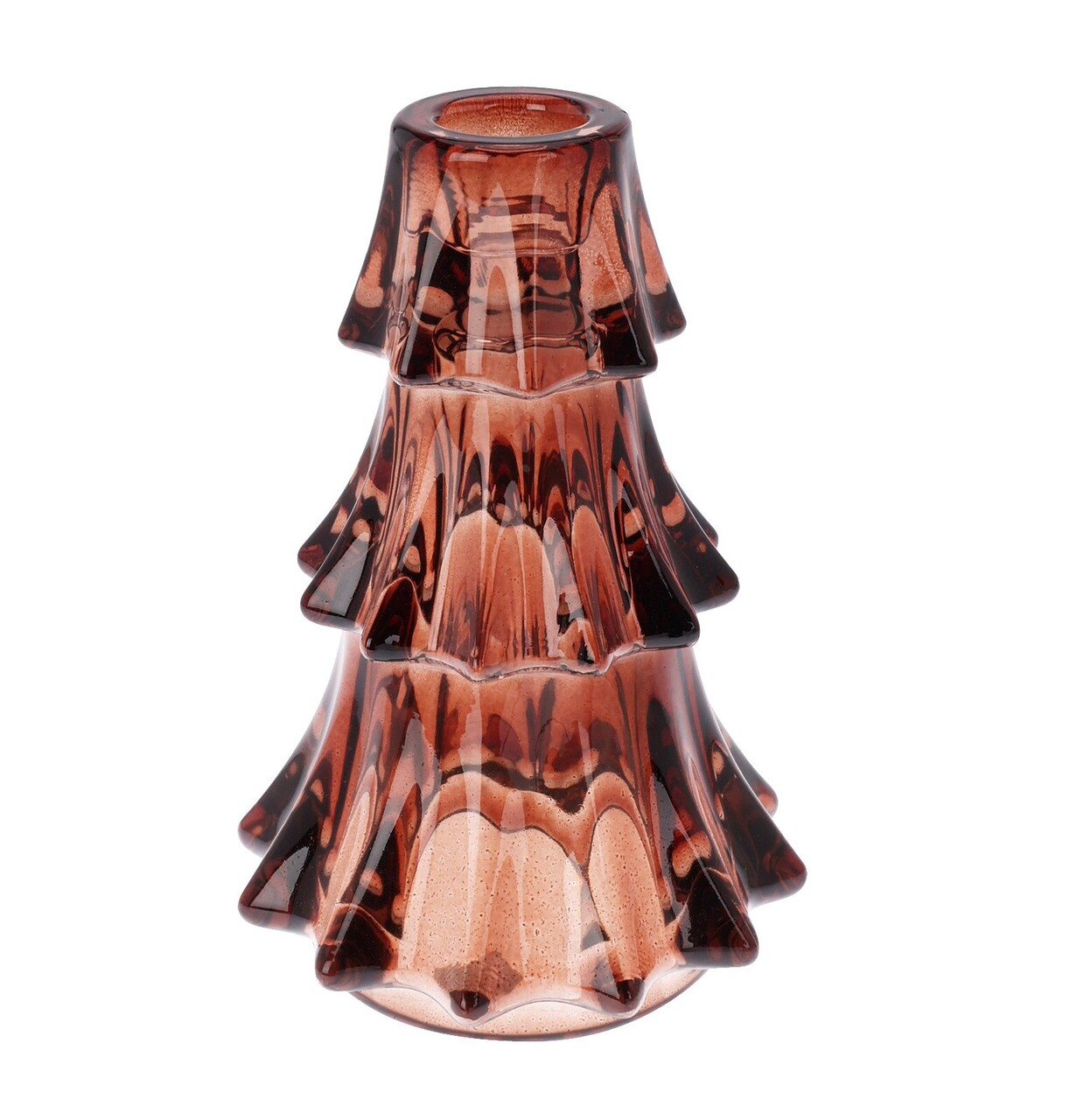 Suport lumanare Xmas Tree v1, Excellent Houseware, 10x14.8 cm, sticla, rosu inchis - imagine 3